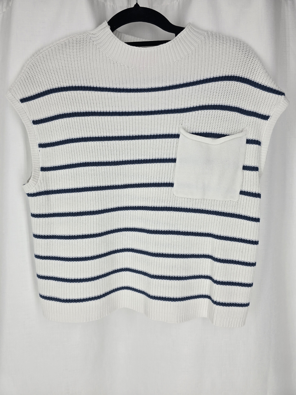 Simply Southern White and Navy Striped Knit Sleeveless Top